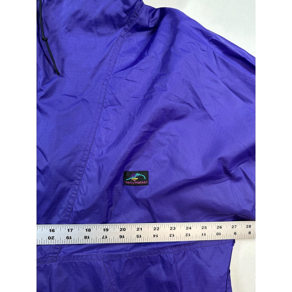 Vtg 90s Helly Hansen Anorak Windbreaker XL Purple Packable Hooded Rain Jacket - Picture 8 of 14